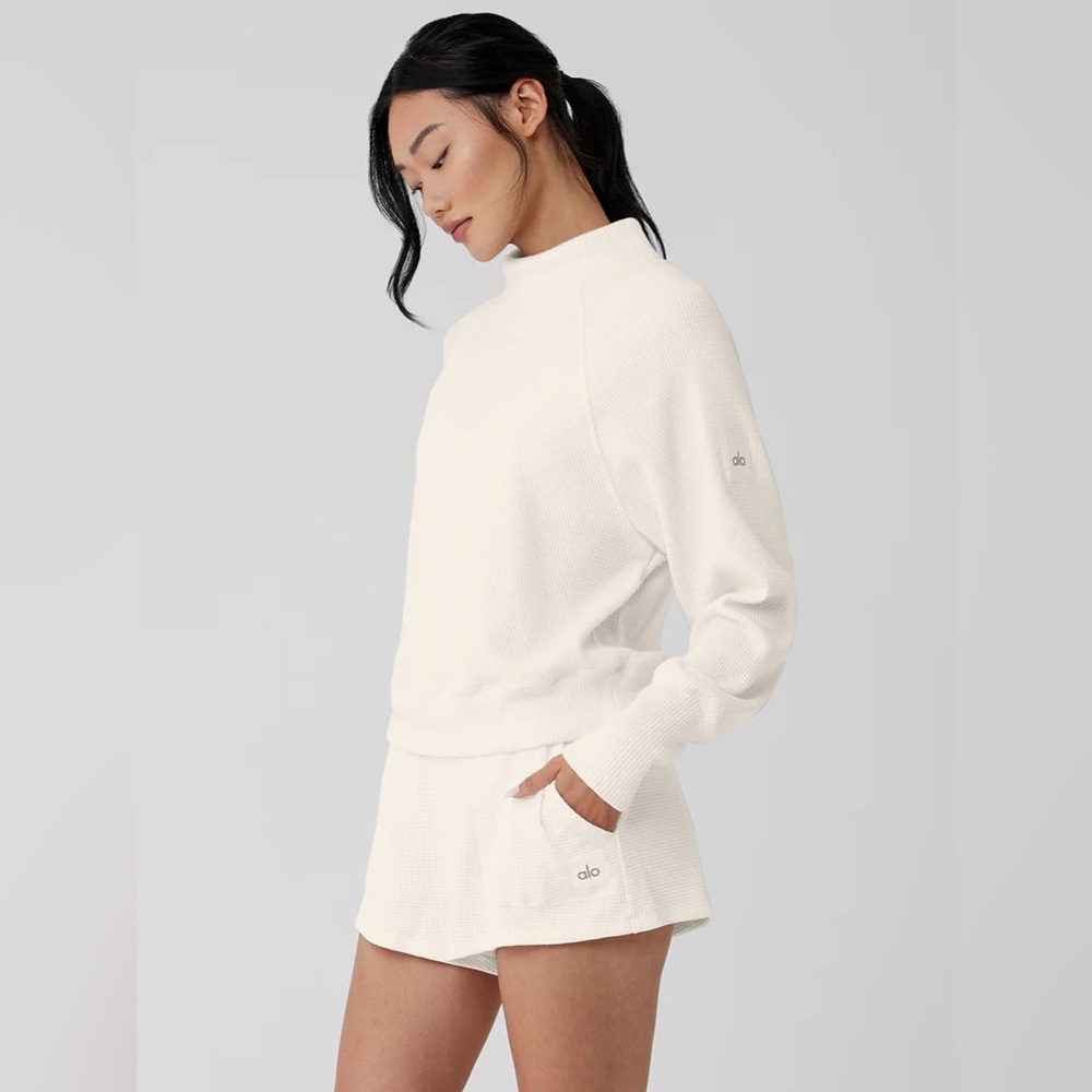 Alo Waffle Weekend Escape Mock Neck Long Sleeve